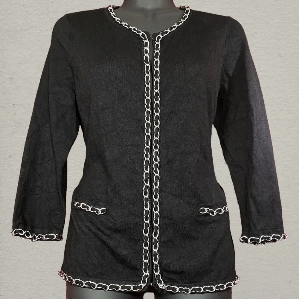 RED Black Chain-Embellished Women's Cardigan - Picture 1 of 6